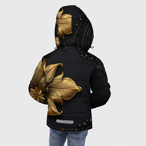 Зимняя куртка для мальчика Золотые объемные листья на черном фоне / 3D-Черный – фото 4