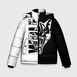 Куртка зимняя для мальчика Волк - чёрно белое, цвет: 3D-черный