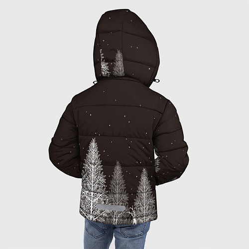 Зимняя куртка для мальчика Олени в лесу / 3D-Светло-серый – фото 4