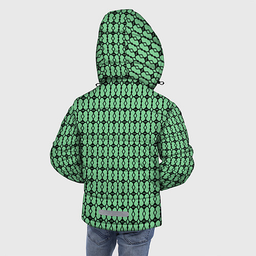 Зимняя куртка для мальчика Чёрные узоры на зелёном / 3D-Светло-серый – фото 4