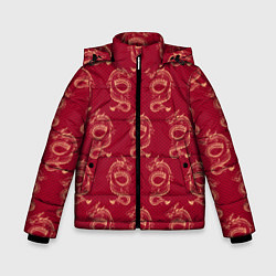 Зимняя куртка для мальчика Китайский дракон на красном фоне
