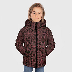 Куртка зимняя для мальчика Тёмно-красный ажурный, цвет: 3D-черный — фото 2