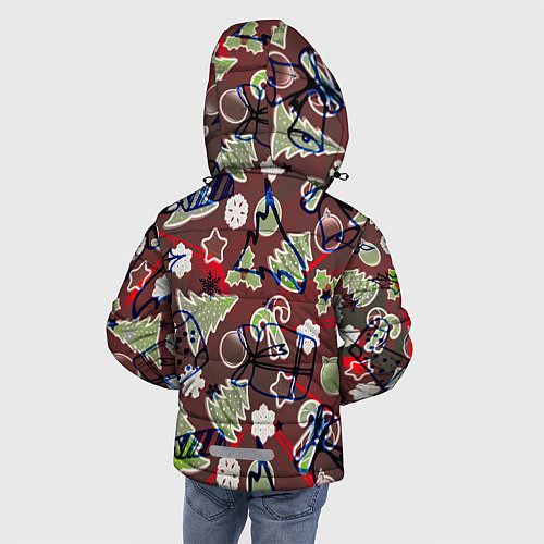 Зимняя куртка для мальчика Ёлочные игрушки / 3D-Черный – фото 4