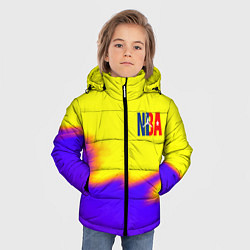 Куртка зимняя для мальчика НБА баскетбол краски неоновые желтые, цвет: 3D-черный — фото 2