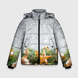 Куртка зимняя для мальчика Новогодняя ель, цвет: 3D-светло-серый