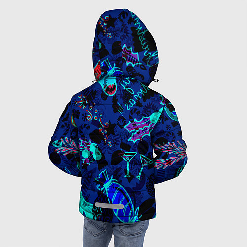 Зимняя куртка для мальчика Рождественские паттерны узоры / 3D-Черный – фото 4