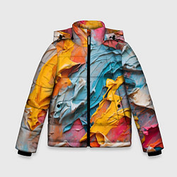 Куртка зимняя для мальчика Абстрактная живопись акрилом, цвет: 3D-черный