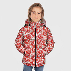 Куртка зимняя для мальчика Красные драконы на белом фоне, цвет: 3D-светло-серый — фото 2