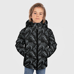 Куртка зимняя для мальчика Черные драконы паттерн, цвет: 3D-красный — фото 2