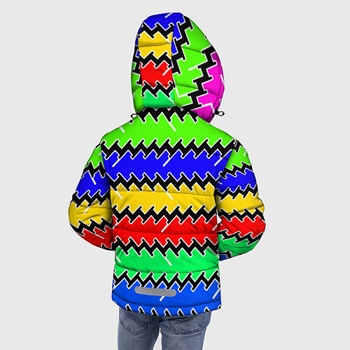 Зимняя куртка для мальчика Горизонтальные разноцветные линии / 3D-Черный – фото 4