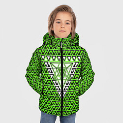 Куртка зимняя для мальчика Зелёные и чёрные треугольники, цвет: 3D-светло-серый — фото 2