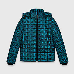 Куртка зимняя для мальчика Квадратный спирали синий, цвет: 3D-черный
