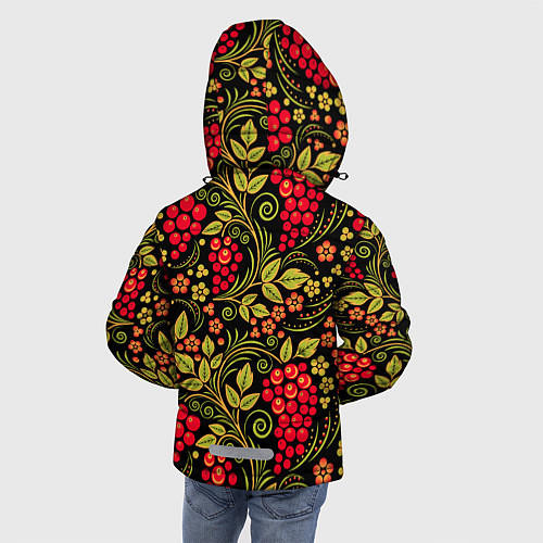 Зимняя куртка для мальчика Хохломская роспись красные ягоды / 3D-Светло-серый – фото 4