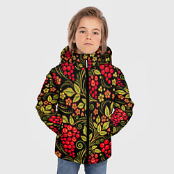Куртка зимняя для мальчика Хохломская роспись красные ягоды, цвет: 3D-красный — фото 2