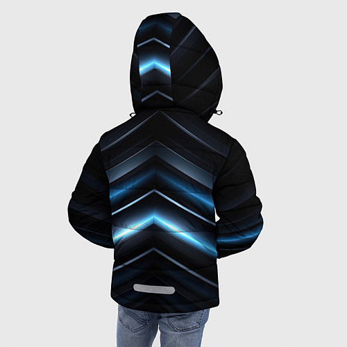 Зимняя куртка для мальчика Синий неоновый яркий свет на черном абстрактном фо / 3D-Светло-серый – фото 4