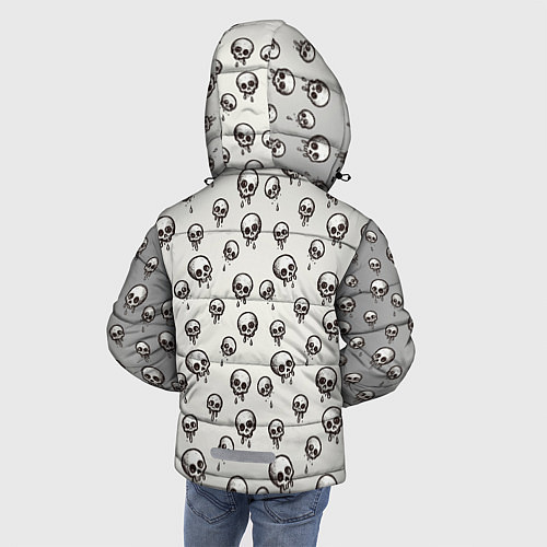 Зимняя куртка для мальчика Мультяшные черепки абстрактный паттерн / 3D-Красный – фото 4
