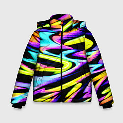 Куртка зимняя для мальчика Экспрессивная неоновая абстракция, цвет: 3D-светло-серый