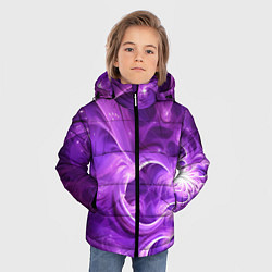 Куртка зимняя для мальчика Фиолетовая фрактальная абстракция, цвет: 3D-черный — фото 2