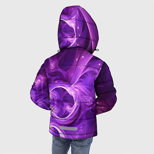 Зимняя куртка для мальчика Фиолетовая фрактальная абстракция / 3D-Черный – фото 4