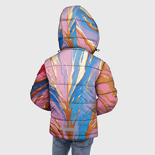 Зимняя куртка для мальчика Жидкая краска синего и розового цвета с золотой кр / 3D-Черный – фото 4