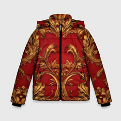 Зимняя куртка для мальчика Золотые узоры на красном