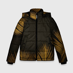 Куртка зимняя для мальчика Тонкие золотые листья на черном фоне, цвет: 3D-черный