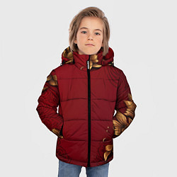 Куртка зимняя для мальчика Узоры золотые на красном фоне, цвет: 3D-светло-серый — фото 2