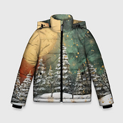 Зимняя куртка для мальчика Большая луна и новогодний лес