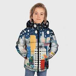 Куртка зимняя для мальчика Новогодний ночной город, цвет: 3D-светло-серый — фото 2