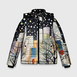 Зимняя куртка для мальчика Новогодний ночной город