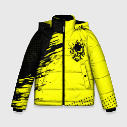 Куртка зимняя для мальчика Cyberpunk 2077 краски на чёрном, цвет: 3D-светло-серый