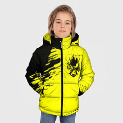 Куртка зимняя для мальчика Cyberpunk 2077 краски на чёрном, цвет: 3D-красный — фото 2