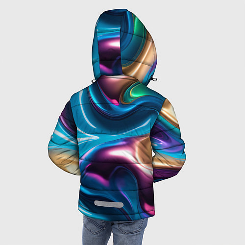 Зимняя куртка для мальчика Жидкий красочный металл / 3D-Черный – фото 4