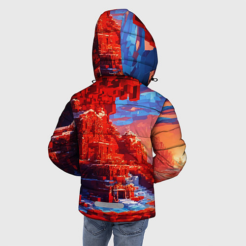 Зимняя куртка для мальчика Город в стиле майнкрафт / 3D-Светло-серый – фото 4
