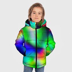 Куртка зимняя для мальчика Психоделический неоновый градиент, цвет: 3D-светло-серый — фото 2