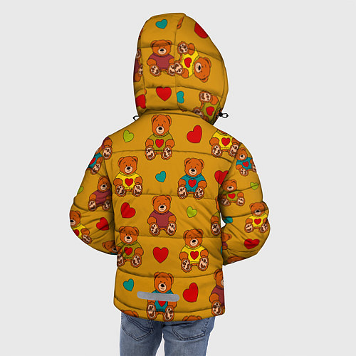 Зимняя куртка для мальчика Игрушечные мишки и разноцветные сердца / 3D-Светло-серый – фото 4