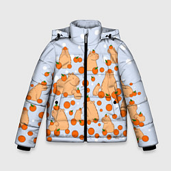 Зимняя куртка для мальчика Мем капибара и мандарины