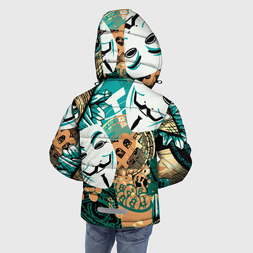 Зимняя куртка для мальчика Криптавалюта с маской Виндетта / 3D-Черный – фото 4