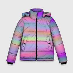 Куртка зимняя для мальчика Голографические неоновые полосы, цвет: 3D-светло-серый