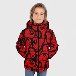 Куртка зимняя для мальчика Красные смайлы, цвет: 3D-красный — фото 2