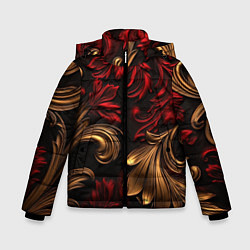 Зимняя куртка для мальчика Красные и золотые узоры лепнина