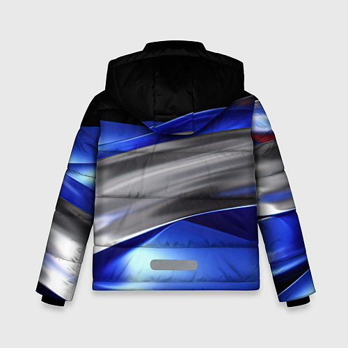 Зимняя куртка для мальчика Серебряная вставка на синей абстракции / 3D-Светло-серый – фото 2