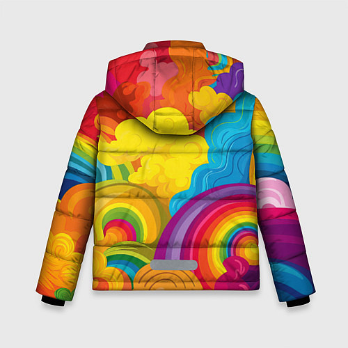 Зимняя куртка для мальчика Радужные яркие волны / 3D-Светло-серый – фото 2