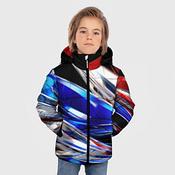 Куртка зимняя для мальчика Белая синяя красная острая абстракция, цвет: 3D-светло-серый — фото 2