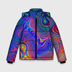 Куртка зимняя для мальчика Яркая абстракция волнистых линий, цвет: 3D-красный