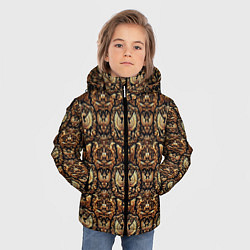 Куртка зимняя для мальчика Золотой объемный герб России паттерн, цвет: 3D-черный — фото 2