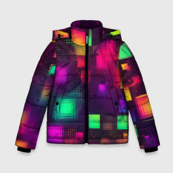 Зимняя куртка для мальчика Разноцветные квадраты и точки