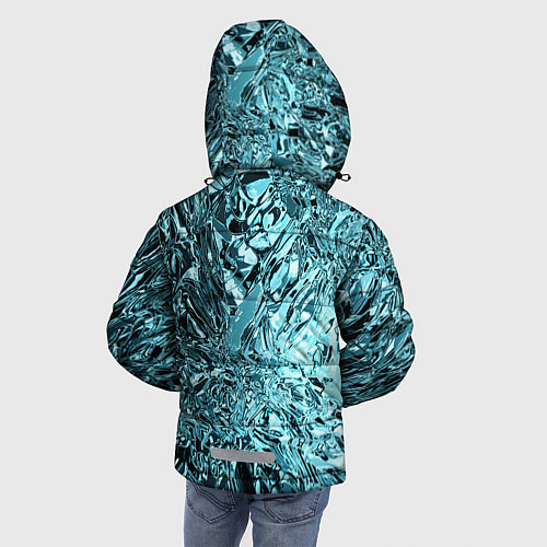 Зимняя куртка для мальчика Эффект жидкого стекла бирюзовый / 3D-Черный – фото 4
