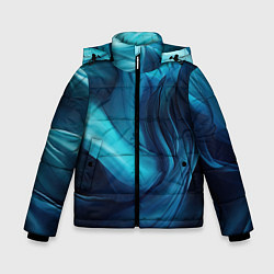 Куртка зимняя для мальчика Синяя абстракция в виде волн, цвет: 3D-черный
