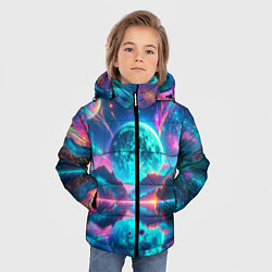 Куртка зимняя для мальчика Неоновая луна, цвет: 3D-черный — фото 2